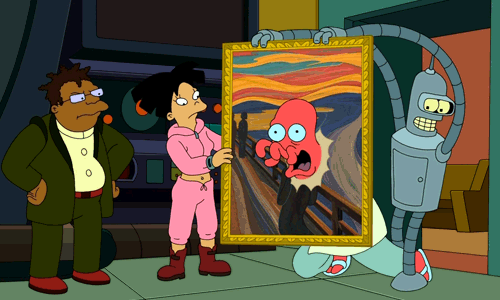 Анимация Doctor John Zoidberg / Доктор Зойдберг выглядывает из своего портрета, мультсериал Futurama / Футурама, гифка Doctor John Zoidberg / Доктор Зойдберг выглядывает из своего портрета, мультсериал Futurama / Футурама