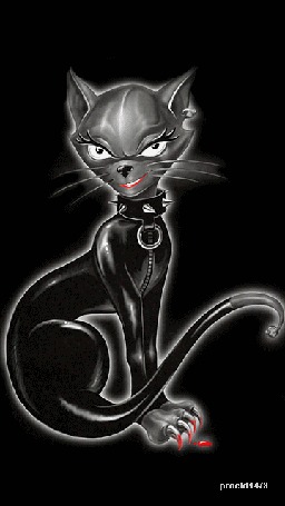Анимация Демоническая кошка на черном фоне, by proekt1478