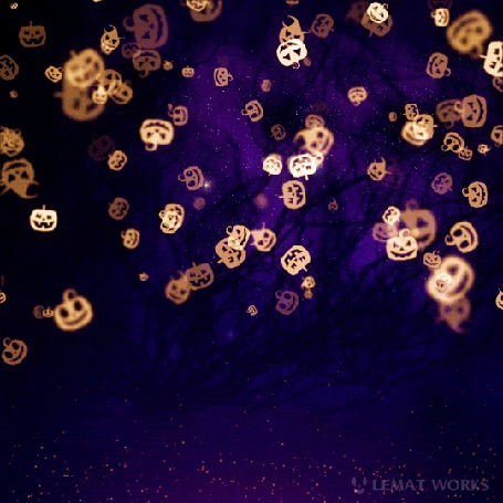 Анимация Падающие светящиеся тыквочки, Happy Halloween / Счастливого Хэллоуина, by Lemat works