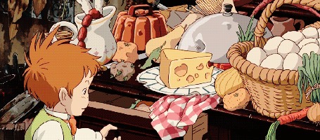 Анимация Маркл / Markl из аниме Ходячий замок Хаула / Howl no Ugoku Shiro набирает продукты