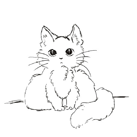 Анимация Мяукающий рисованный кот