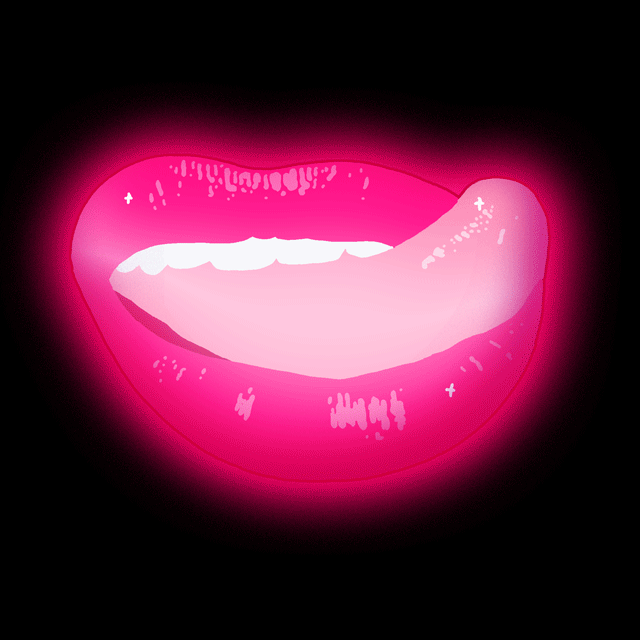 Анимация Розовые губы с кокетливо высунутым языком, гифка Розовые губы с кокетливо высунутым языком