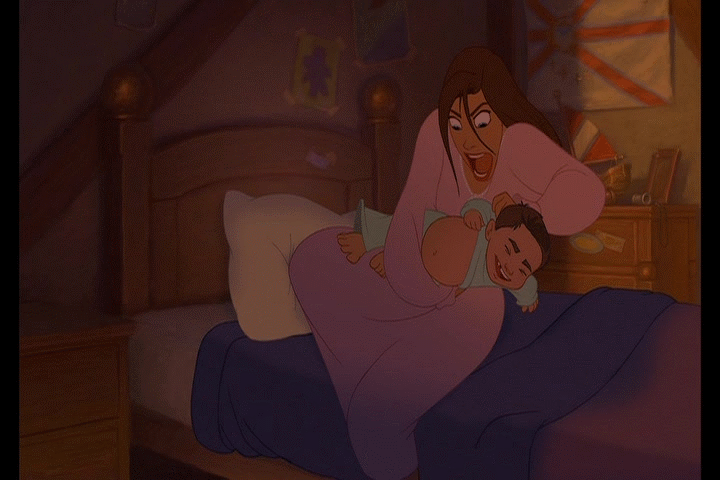 Анимация Маленький Джим Хокинс / Jim Hawkins с мамой из мультфильма Планета сокровищ / Treasure Planet, гифка Маленький Джим Хокинс / Jim Hawkins с мамой из мультфильма Планета сокровищ / Treasure Planet