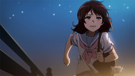 Анимация Кумико Омаэ / Kumiko Oumae в слезах бежит по дороге ночью из аниме Звучи! Эуфониум / Hibike! Euphonium, гифка Кумико Омаэ / Kumiko Oumae в слезах бежит по дороге ночью из аниме Звучи! Эуфониум / Hibike! Euphonium