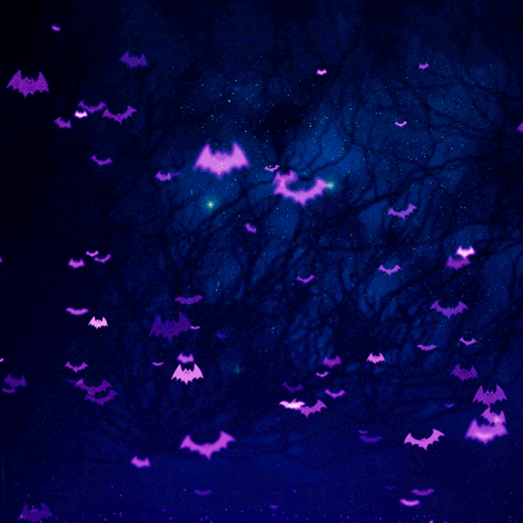 Анимация Сиреневые мерцающие летучие мыши на темно-синем фоне, гифка Сиреневые мерцающие летучие мыши на темно-синем фоне