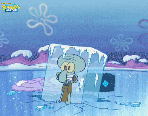 Анимация Squidward / Сквидвард внутри замерзшей льдины, мультсериал SpongeBob SquarePants / Спанч Боб квадратные штаны, гифка Squidward / Сквидвард внутри замерзшей льдины, мультсериал SpongeBob SquarePants / Спанч Боб квадратные штаны