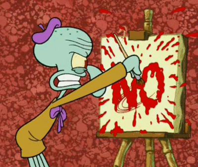 Анимация Злой Squidward / Сквидвард пишет на холсте красками слово NO / Нет, мультсериал SpongeBob SquarePants / Спанч Боб квадратные штаны, гифка Злой Squidward / Сквидвард пишет на холсте красками слово NO / Нет, мультсериал SpongeBob SquarePants / Спанч Боб квадратные штаны