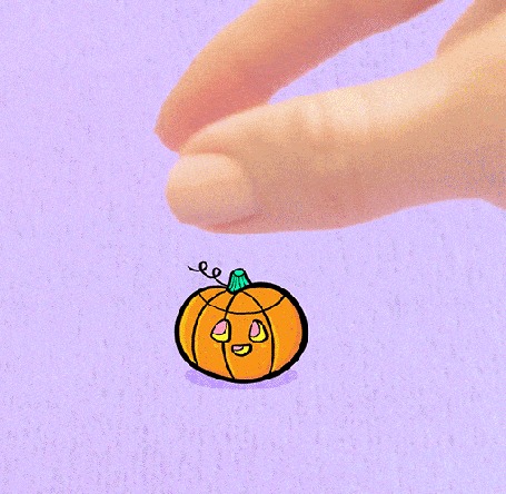 Анимация Рука за хвостик снимает крышку с тыквы и появляется собачка