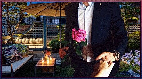 Анимация Мужчина с розой в руке, держит за руку девушку (Love)