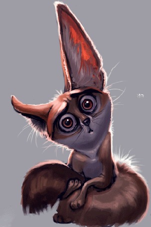 Анимация Лисенок-фенек с удивленным взглядом, by TehChan