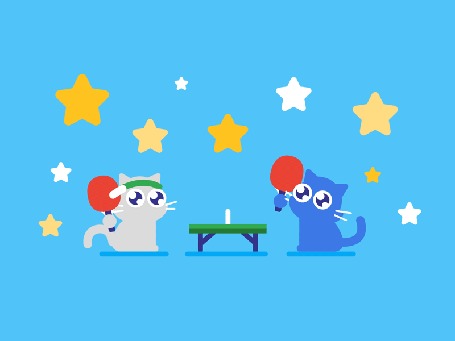 Анимация Котята играют в пинг-понг