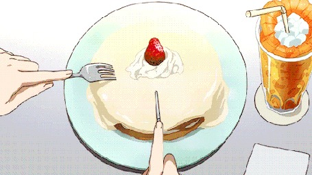 Анимация Циан Хиджирикава / Cyan Hijirikawa из аниме Рок-шоу! / Show By Rock, кушает тортик