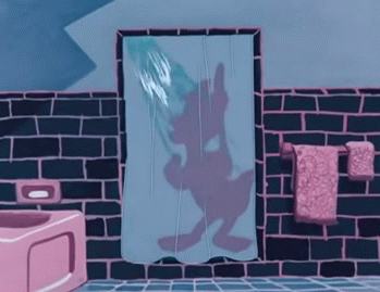Анимация Daisy Duck / Дейзи Дак в душе, герой мультфильма студии Walt Disney / Волта Диснея, гифка Daisy Duck / Дейзи Дак в душе, герой мультфильма студии Walt Disney / Волта Диснея