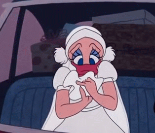 Анимация Daisy Duck / Дейзи Дак смотрит на кольцо, герой мультфильма студии Walt Disney / Волта Диснея, гифка Daisy Duck / Дейзи Дак смотрит на кольцо, герой мультфильма студии Walt Disney / Волта Диснея