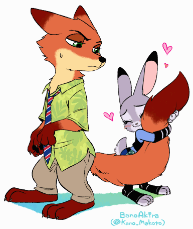 Анимация Джуди Хопс / Judy Hopps и Ник Уайлд / Nick Wilde из мультфильма Зверополис / Zootropolis, by Bano Akira, гифка Джуди Хопс / Judy Hopps и Ник Уайлд / Nick Wilde из мультфильма Зверополис / Zootropolis, by Bano Akira