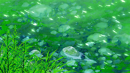 Анимация Переливающаяся вода в реке, аниме Kanojo to Kanojo no Neko / Она и ее кот, гифка Переливающаяся вода в реке, аниме Kanojo to Kanojo no Neko / Она и ее кот