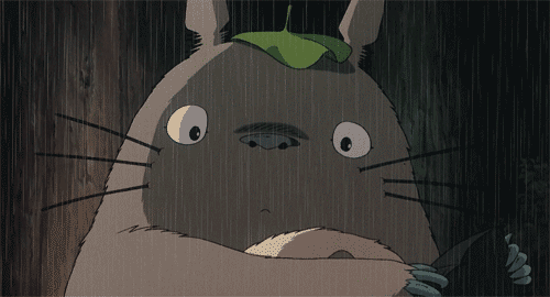 Анимация Моргающий под дождем Тоторо, мультфильм Мой сосед Тоторо, гифка Моргающий под дождем Тоторо, мультфильм Мой сосед Тоторо