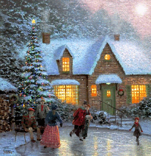 Анимация Анимация картины художника Thomas Kinkade / Томас Кинкейд КАТОК НА ПРУДУ / SKATERS POND, в рождественскую ночь девочка со своими родителями катается на коньках возле дома по замерзшему пруду, их соседи с интересом наблюдают за зрелищем, гифка Анимация картины художника Thomas Kinkade / Томас Кинкейд КАТОК НА ПРУДУ / SKATERS POND, в рождественскую ночь девочка со своими родителями катается на коньках возле дома по замерзшему пруду, их соседи с интересом наблюдают за зрелищем