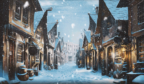 Анимация Снегопад на городской улице, гифка Снегопад на городской улице