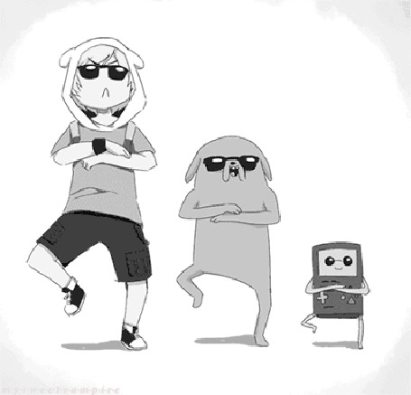 Анимация Gangnam Style / Гангнам стайл от Finn & Jake / Фина и Джейка, мультсериал Adventure Time / Время приключений,
