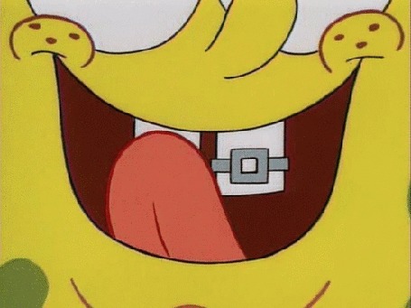 Анимация Sponge Bob / Губка Боб облизывает языком брекеты, мультсериал SpongeBob SquarePants / Губка Боб Квадратные Штаны