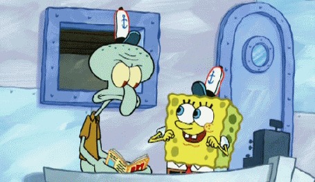 Анимация Спанч Боб целует Сквидворда, мультсериал SpongeBob SquarePants / Губка Боб Квадратные Штаны