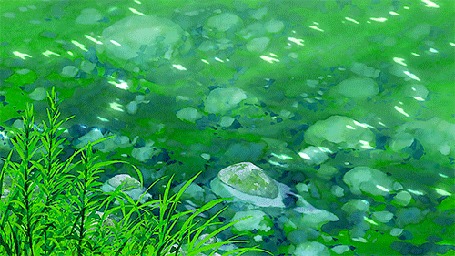 Анимация Переливающаяся вода в реке, аниме Kanojo to Kanojo no Neko / Она и ее кот