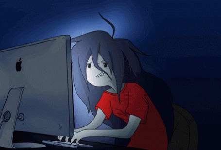 Анимация Marceline / Марселин у компьютера из мультсериала Adventure time / Время Приключений