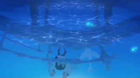 Анимация Якоб - карлик и лебедь стоят на мосту, мультик Карлик Нос