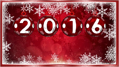 Анимация На фоне снежинок елочные шары 2017 года выталкивают 2016 год, (С Новым годом!)