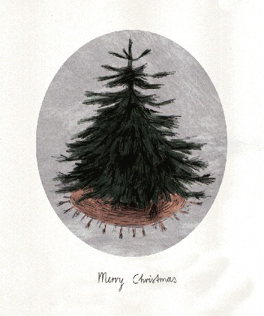 Анимация Новогодняя елка со снежинками и подарками у нее, (merry christmas / С Рождеством)