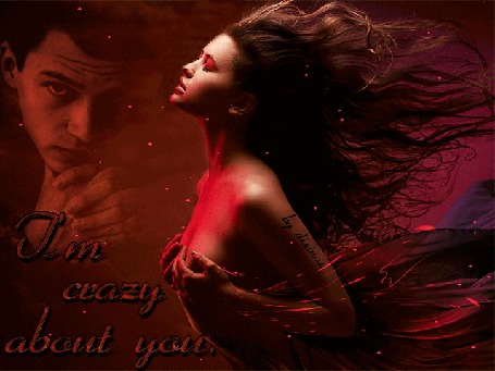 Анимация Девушка парит на фоне неба, думая о своем любимом (I’m crazy about you / Я схожу по тебе с ума), by dixinox