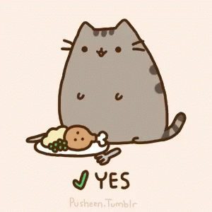 Анимация Пушин кот весь в предвкушении вкусной еды (Yes / да), гифка Пушин кот весь в предвкушении вкусной еды (Yes / да)