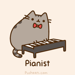 Анимация Кот Пушин / Pusheen играет на пиано (Pianist / Пианист), гифка Кот Пушин / Pusheen играет на пиано (Pianist / Пианист)