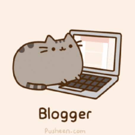 Анимация Кот Пушин / Pusheen набирает что - то на клавиатуре ноутбука (Blogger / Блоггер)