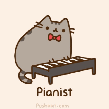 Анимация Кот Пушин / Pusheen играет на пиано (Pianist / Пианист)