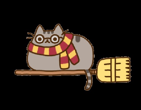 Анимация Кот Пушин / Pusheen летит на метле