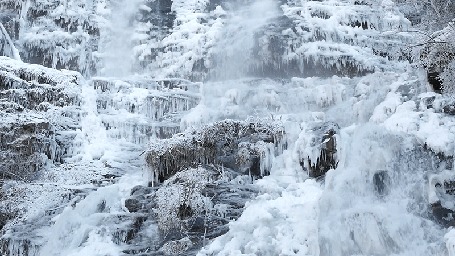 Анимация Огромные водопады зимой