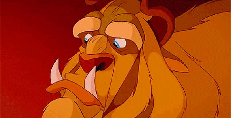 Анимация Чудовище улыбается, кадр из мультфильма The beauty and the Beast / Красавица и чудовище