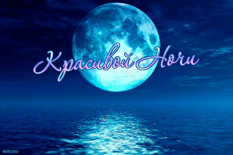 Анимация Дельфин прыгает в ночном океане на фоне луны (Красивой Ночи), гифка Дельфин прыгает в ночном океане на фоне луны (Красивой Ночи)