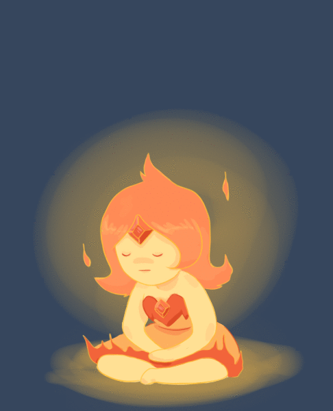 Анимация Flame Princess / Огненная Принцесса из мультсериала Adventure Time / Время Приключений сидит в темноте с закрытыми глазами, гифка Flame Princess / Огненная Принцесса из мультсериала Adventure Time / Время Приключений сидит в темноте с закрытыми глазами
