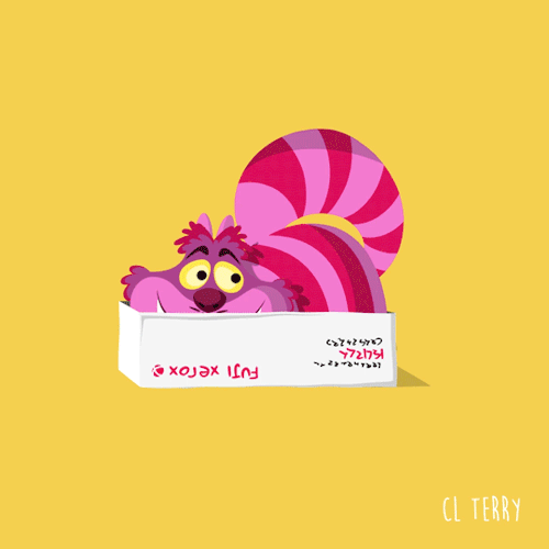 Анимация Cheshire Cat / Чеширский Кот сидит в коробке, персонаж из мультфильма Alice in Wonderland / Алиса в стране чудес, by CL TERRY, гифка Cheshire Cat / Чеширский Кот сидит в коробке, персонаж из мультфильма Alice in Wonderland / Алиса в стране чудес, by CL TERRY