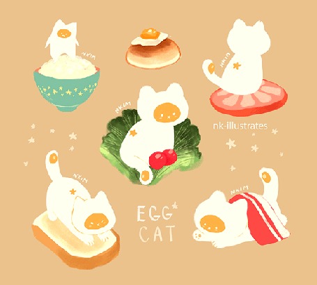 Анимация Яичный кот / EGG CAT, by nadia kim / nk-illustrates