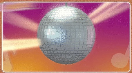 Анимация Девушка Андреа с микрофоном танцует под зеркальным шаром