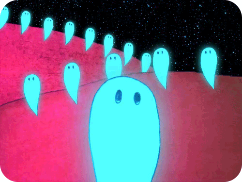 Анимация Над землею летит множество призраков The March of the Ghosts / Марш призраков, by David Michael Chandler, гифка Над землею летит множество призраков The March of the Ghosts / Марш призраков, by David Michael Chandler