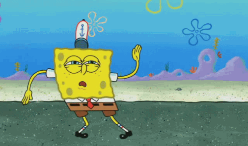 Анимация Spongebob / Спанч Боб утомленно выделывает танцевальные па, гифка Spongebob / Спанч Боб утомленно выделывает танцевальные па