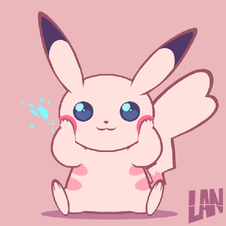 Анимация Pikachu / Пикачу из аниме Pokemon / Покемон выпускает элетрические сердечки, by Lanmana