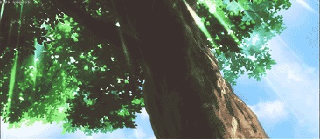 Анимация Зеленое дерево под небом