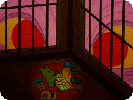 Анимация За сидящими в клетке существами пристально наблюдает кто - то с огромными глазами, by David Michael Chandler