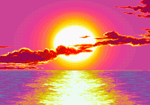 Анимация Красивый закат солнца над морем, гифка Красивый закат солнца над морем